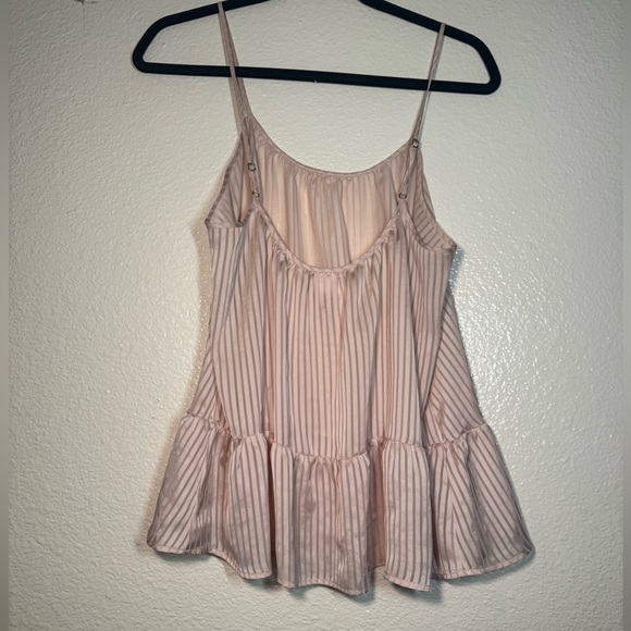 Victoria's Secret Tops - Victoria's Secret blush Pink satin Striped Ruffle-Hem Camisole